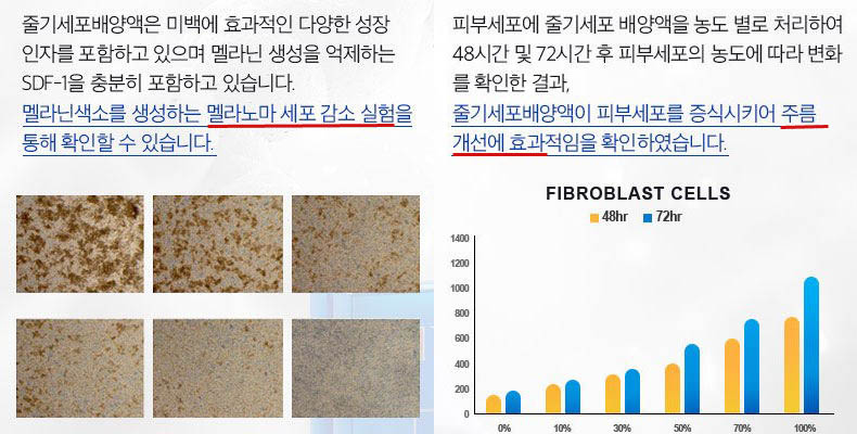 stem and cell 줄기세포화장품 효능 효과 미백 기미잡티제거 주름개선 실험결과